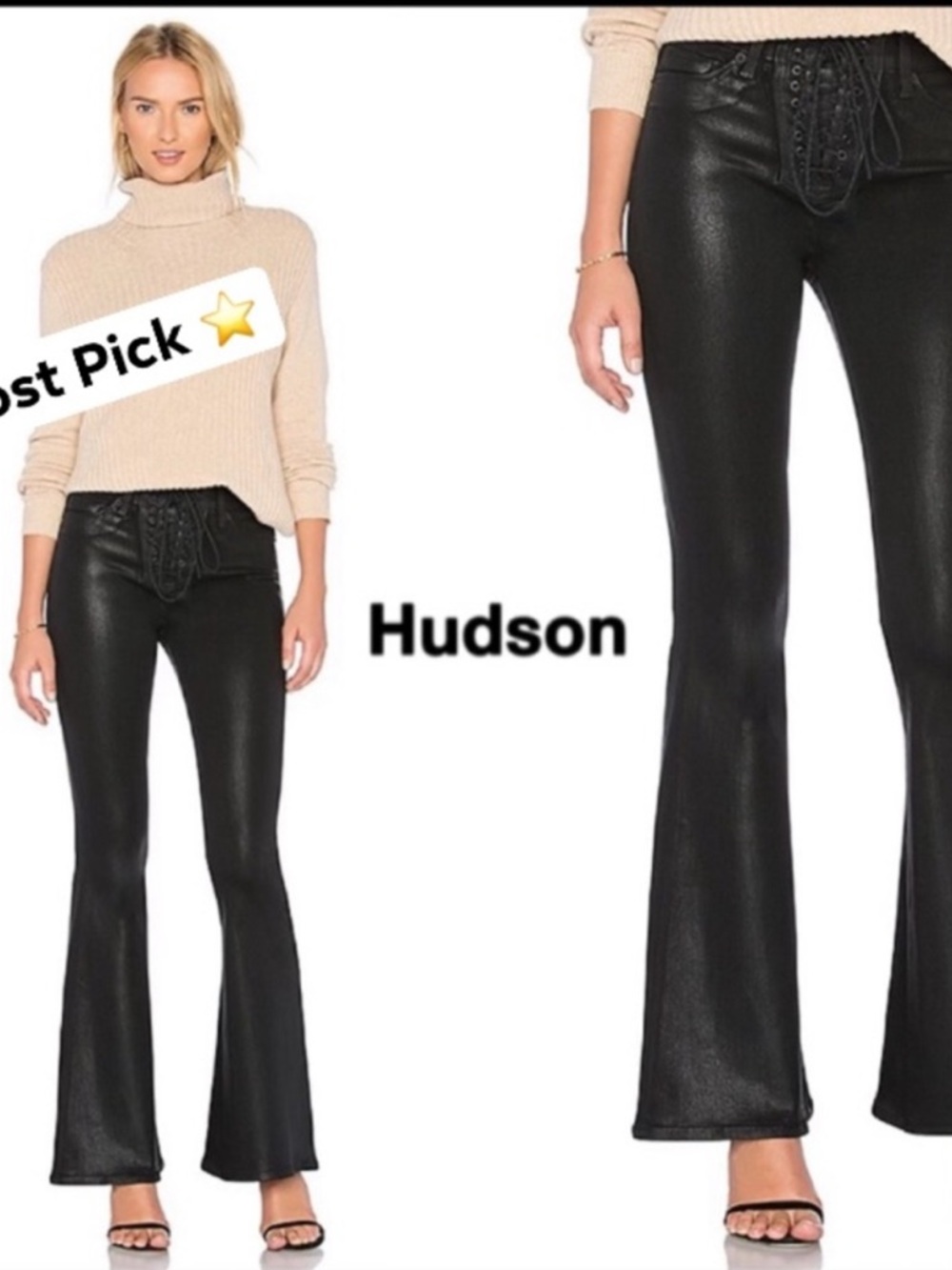 NWTHudson High Waist Lace-Up Flare Jean - Picture 4 of 16